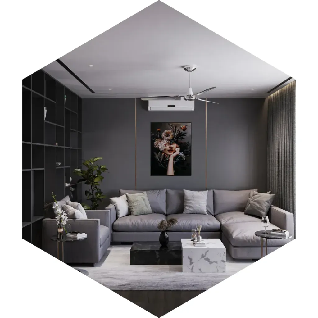 Wizualizacja salonu na podstawie modelu 3d od Arlity